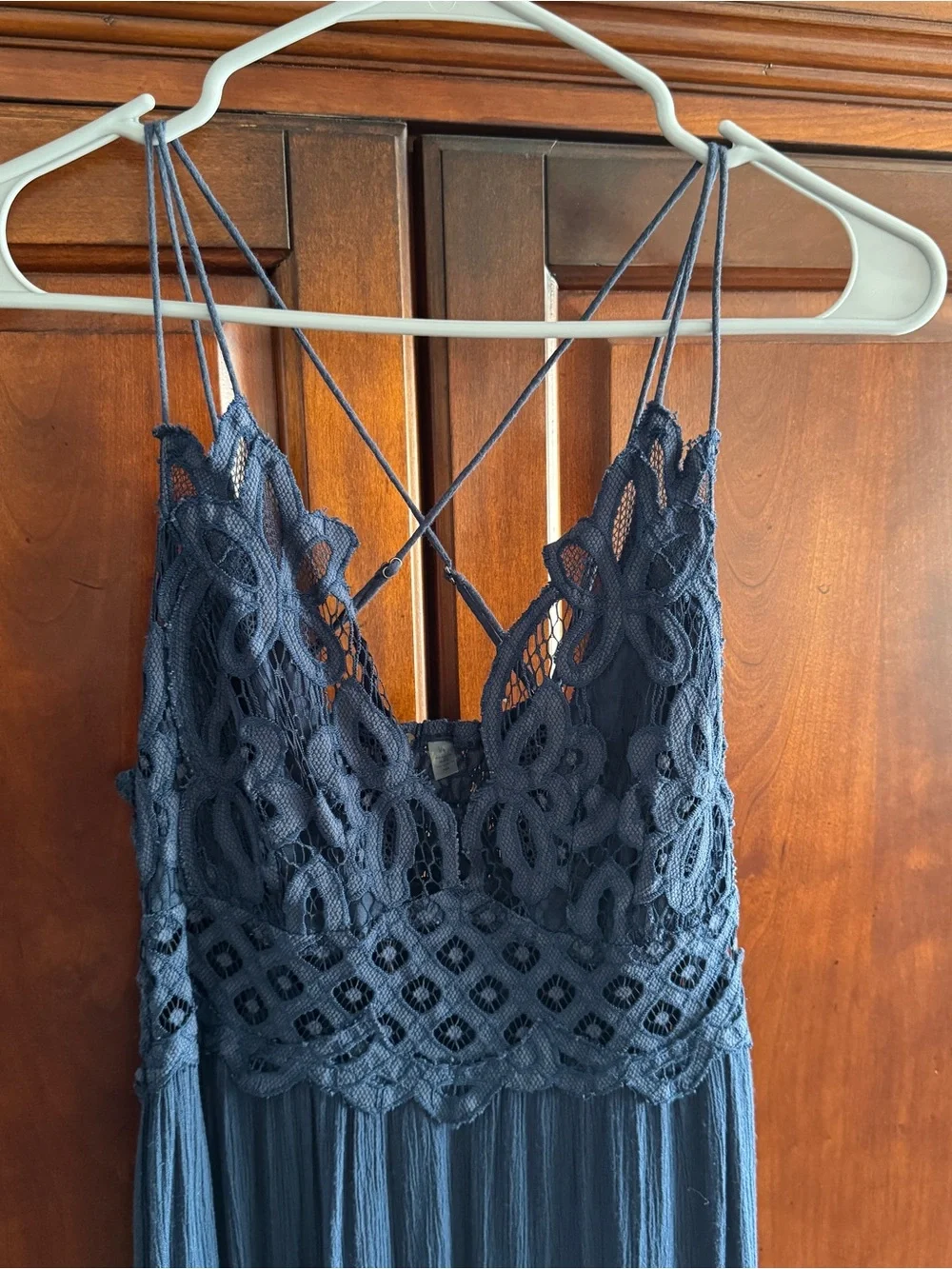 Free People Navy Blue Lace-Top Maxi Dress - Picture 9 of 12